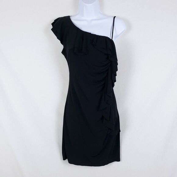 Intermission Bodycon Party Dress Ruffles Womens 6 Mini Chic Cocktail Glam - Picture 1 of 12